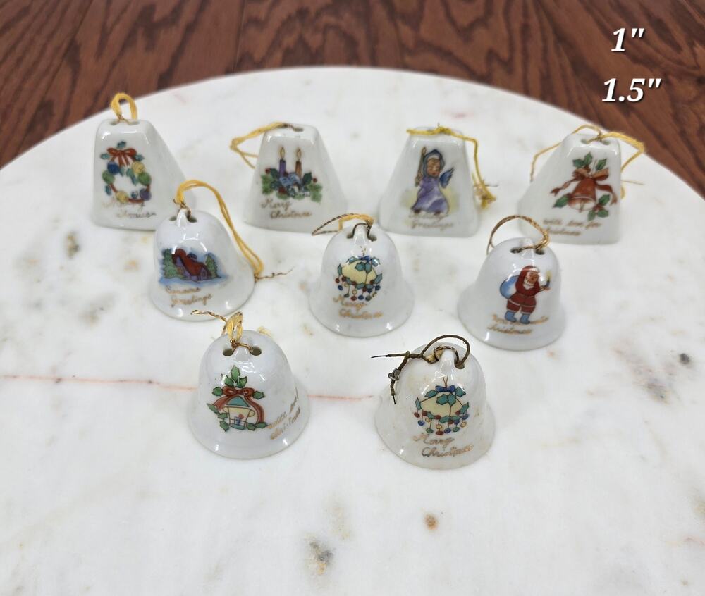 Vintage 1950s Miniature Ceramic Christmas Bells